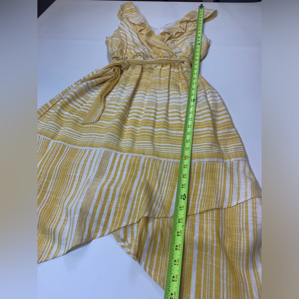 June and Hudson white and yellow stripe wrap midi dress size 1 (bin T) - Picture 3 of 10